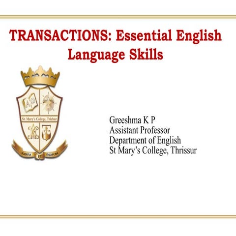 English:TRANSACTIONS: Essential English Language Skills