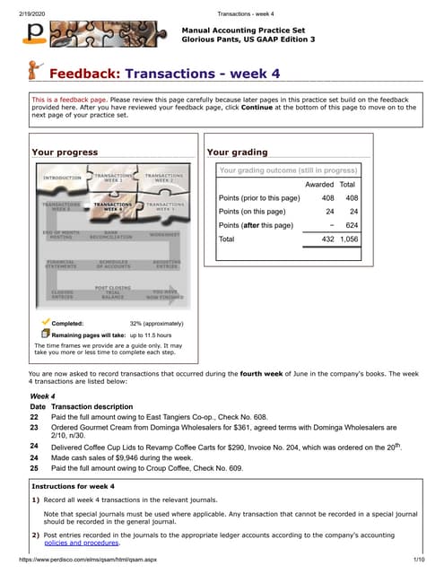 Perdisco Solution - Transactions - week 2 | PDF