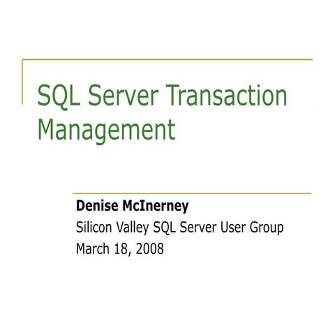 SQL Server Transaction Management | PPT