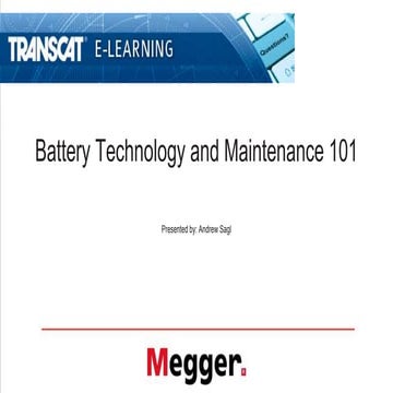 Battery Testing 101 by Megger and Transcat