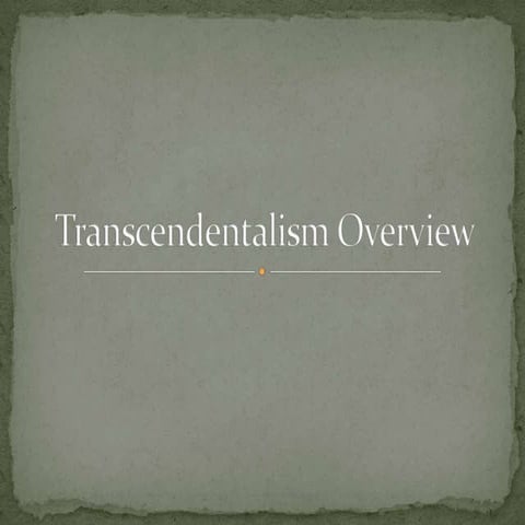Transcendentalism Overview