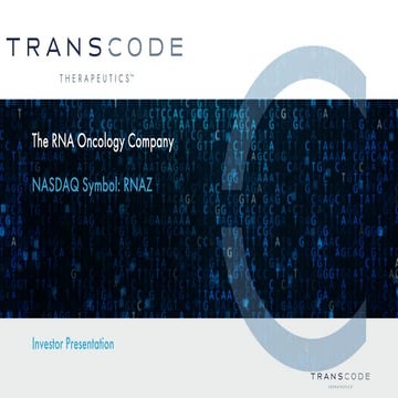 Trans Code Therapeutics Investor Presentation 2022 | PDF