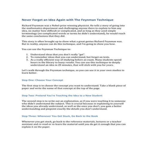 Método de aprendizado/estudo feynman