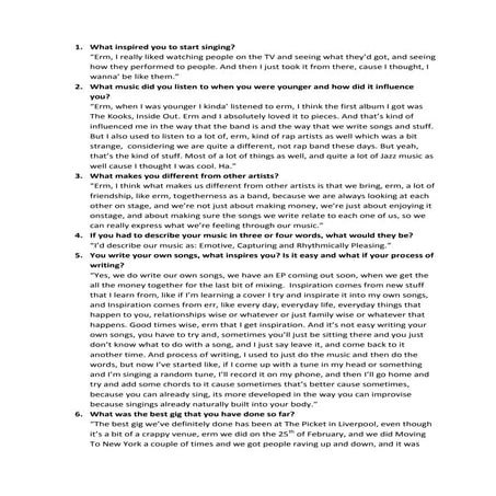 Interview Transcript for magazine | DOCX