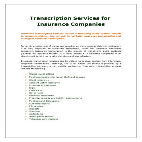 Transcription Services for Insurance Companies | PDF