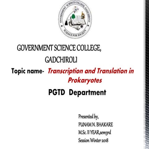 Transcription and translation in prokaryotes | PPTX