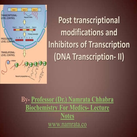 Transcription II- Post transcriptional modifications and inhibitors of Transc...