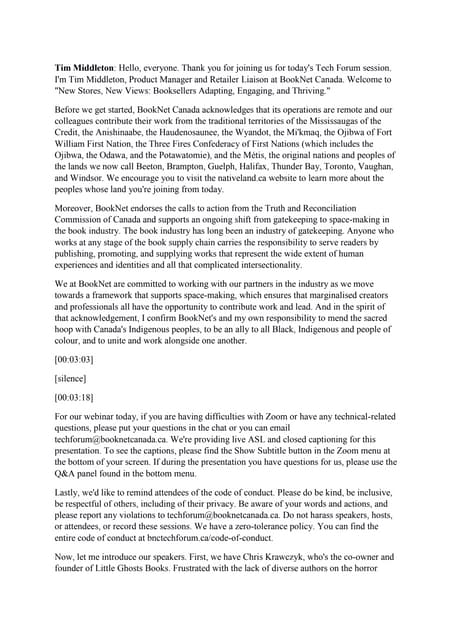 Transcript: New stores, new views: Booksellers adapting engaging and thriving...