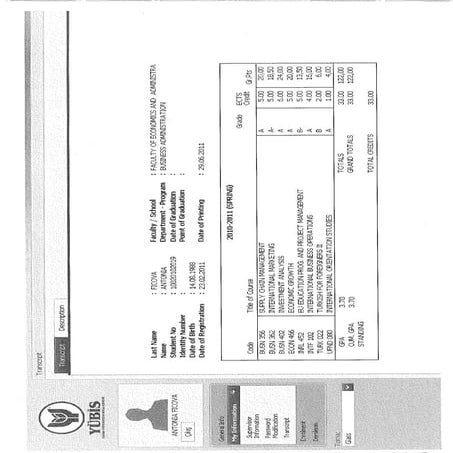 Transcript of Records from Information System | PDF