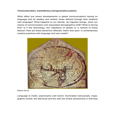 Transculturation, Transliteracy And Generative Poetics