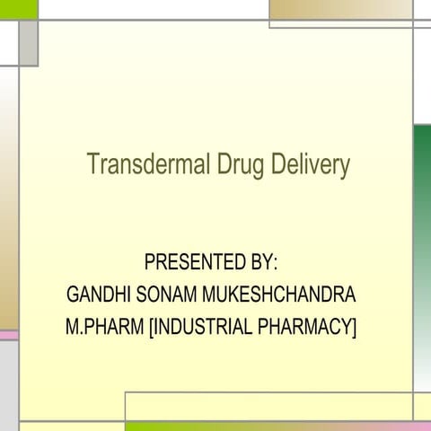 Transdermal drug delivery system (2)