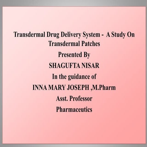 Transdermal patches by Shagufta Nisar
