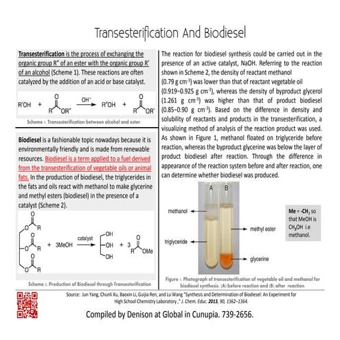 Transesterification And Biodiesel For CAPE Chemistry Unit 2 Module 1