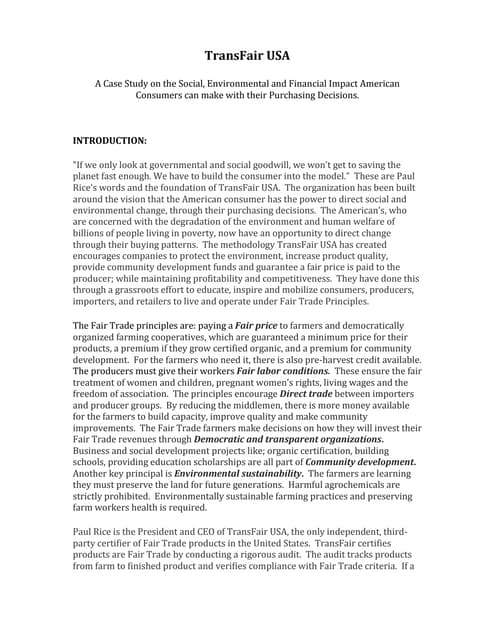 Trans Fair USA Case Study