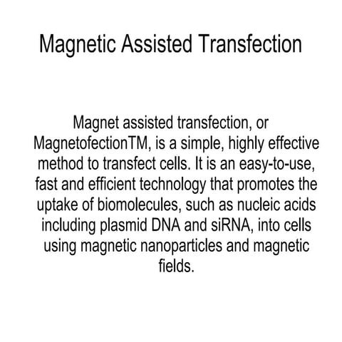 Magnetic Assisted Transfection
