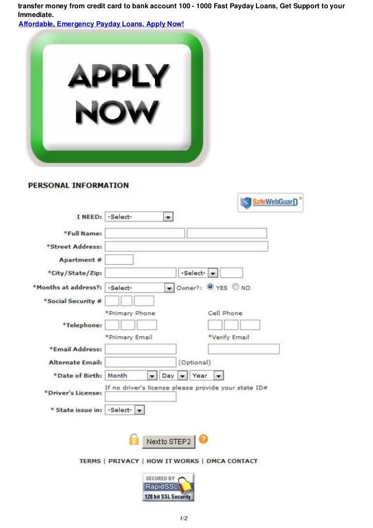 Transfer Money From Credit Card To Bank Account Up To 1000 Payday Adv