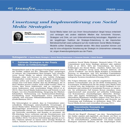 Umsetzung und Implementierung von Social Media Strategien