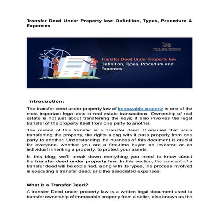 Transfer Deed Under Property law: Definition, Types, Procedure ...