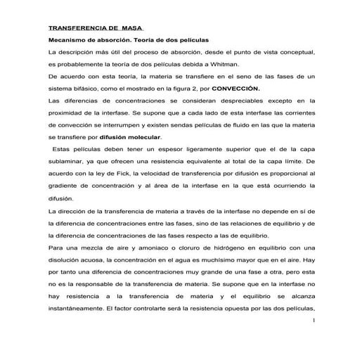 Transferencia de  masa absorción gaseosa