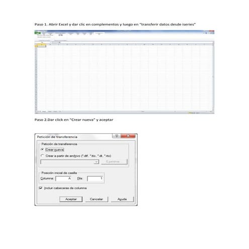 Transferir archivos de as400 a excel | DOCX