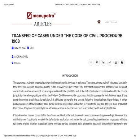 TRANSFER OF CASES UNDER THE CODE OF CIVIL PROCEDURE 1908-1.pdf