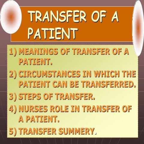 Transfer of patient