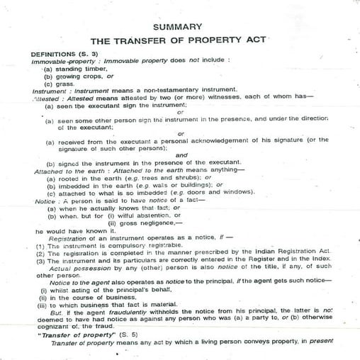 Transfer of property act   short notes llb