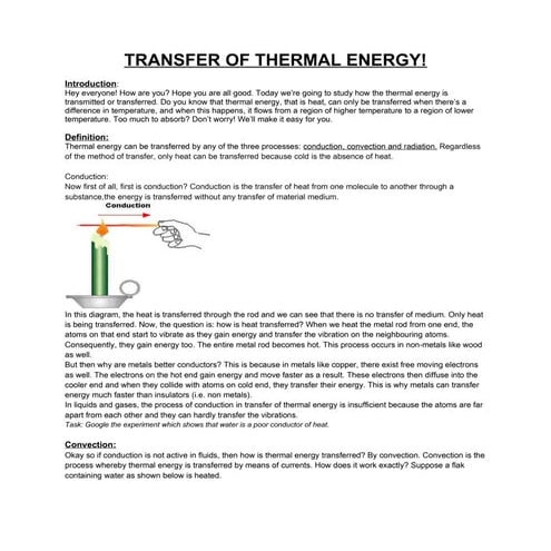 Transfer of thermal energy