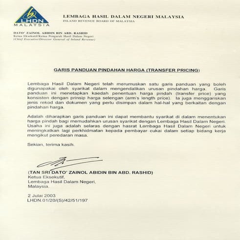 Transfer Pricing Guidelines Malaysia