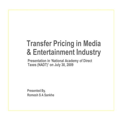 Transfer Pricing In M&amp;E For Nadt 30.07.2009