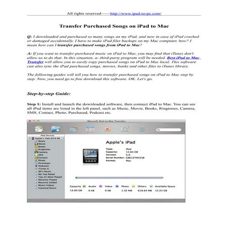 Transfer purchased songs on ipad to mac | DOC