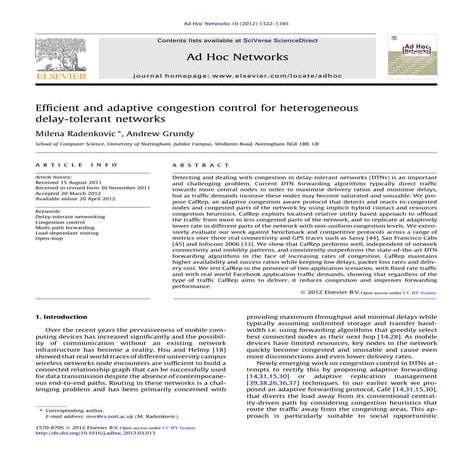 Transfer reliability and congestion control strategies in opportunistic netwo...