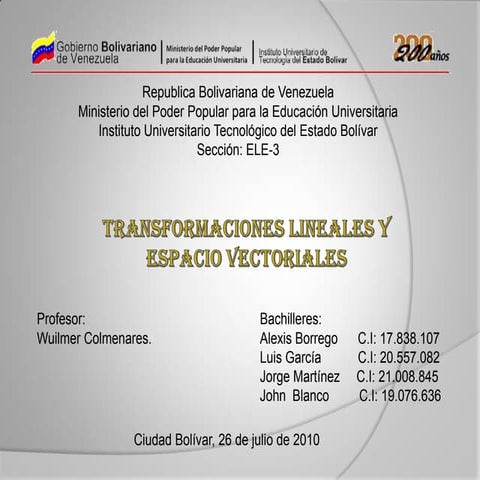 Transfomacion lineal y_espacio_vectoriales