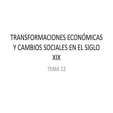 Transformaciones económicas y cambios sociales en el siglo XIX