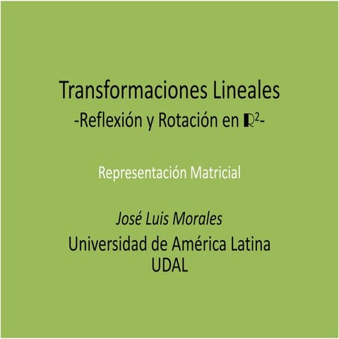 Transformaciones lineales de la reflexión y rotación en forma matricial en 2D