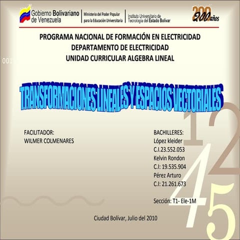 Transformaciones lineales y espacios vectoriales