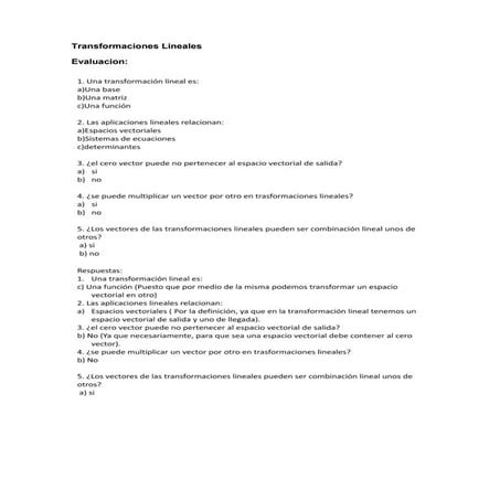 Transformaciones lineales y nucleo