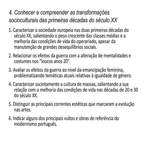 Transformações socioculturais dos inícios do século XX | PPTX