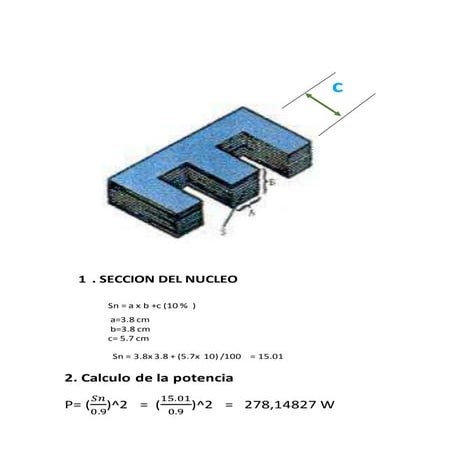 CALCULOS DE TRANSFORMADOR POTENCIA