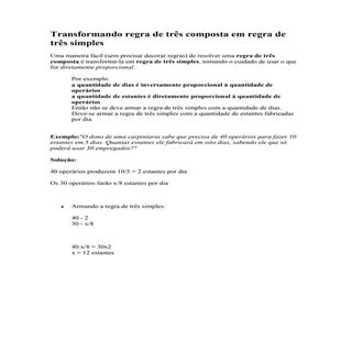 Transformando regra de três compost...
