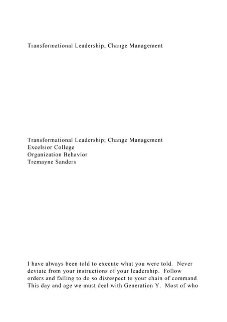 Transformational Leadership Change Management Docx Transformational Leadership Change Management Docx