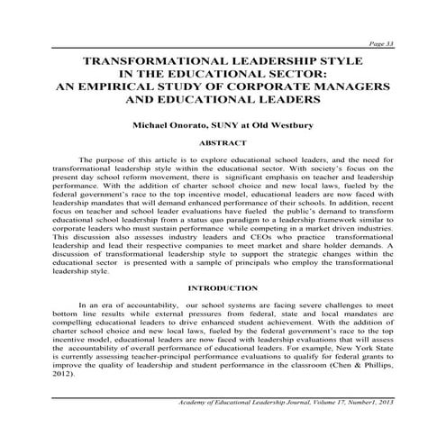 Transformational leadership style | PDF