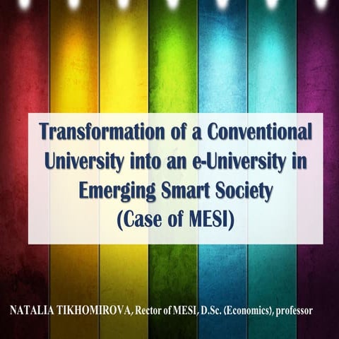 Transformation of a conventional university into an e university in emerging ...