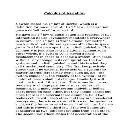 Calculus of variations, Lagrange's equation, least action