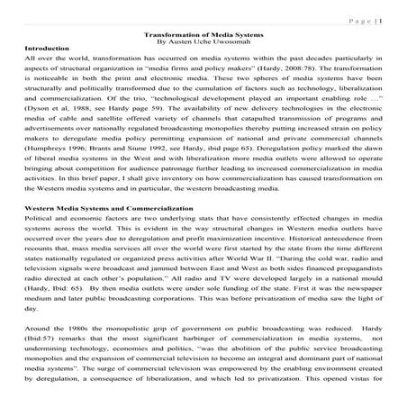 Transformation Of Media System