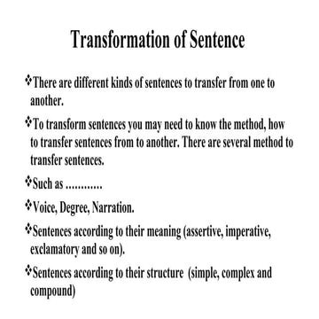 Transformation of sentence