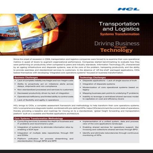 HCLT Brochure: Transformation of Transportation Systems