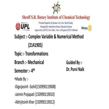 Transformations (complex variable & numerical method)