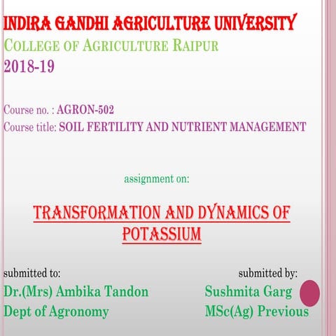 Transformations and dynamics of potassium