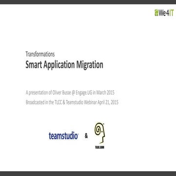 Transformations - a TLCC & Teamstudio Webinar